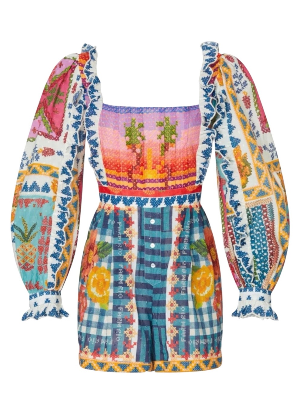 NWT FARM Rio Summer Stitches Romper Size S